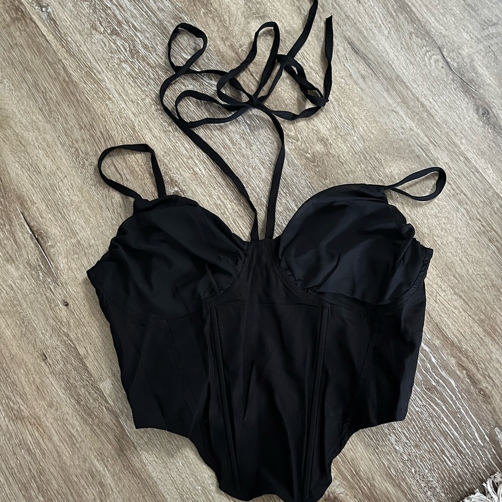 Black strappy corset top